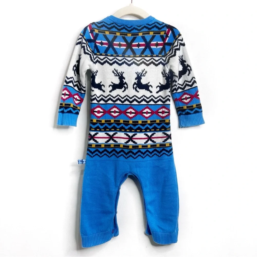 Sophie and Sam Nordic Deer Fair Isle Knit One Piece with Buttons 6-9 mos.